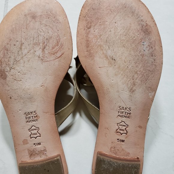 Gold Sandals from SAKS, Size 5.5M - Picture 2 of 2